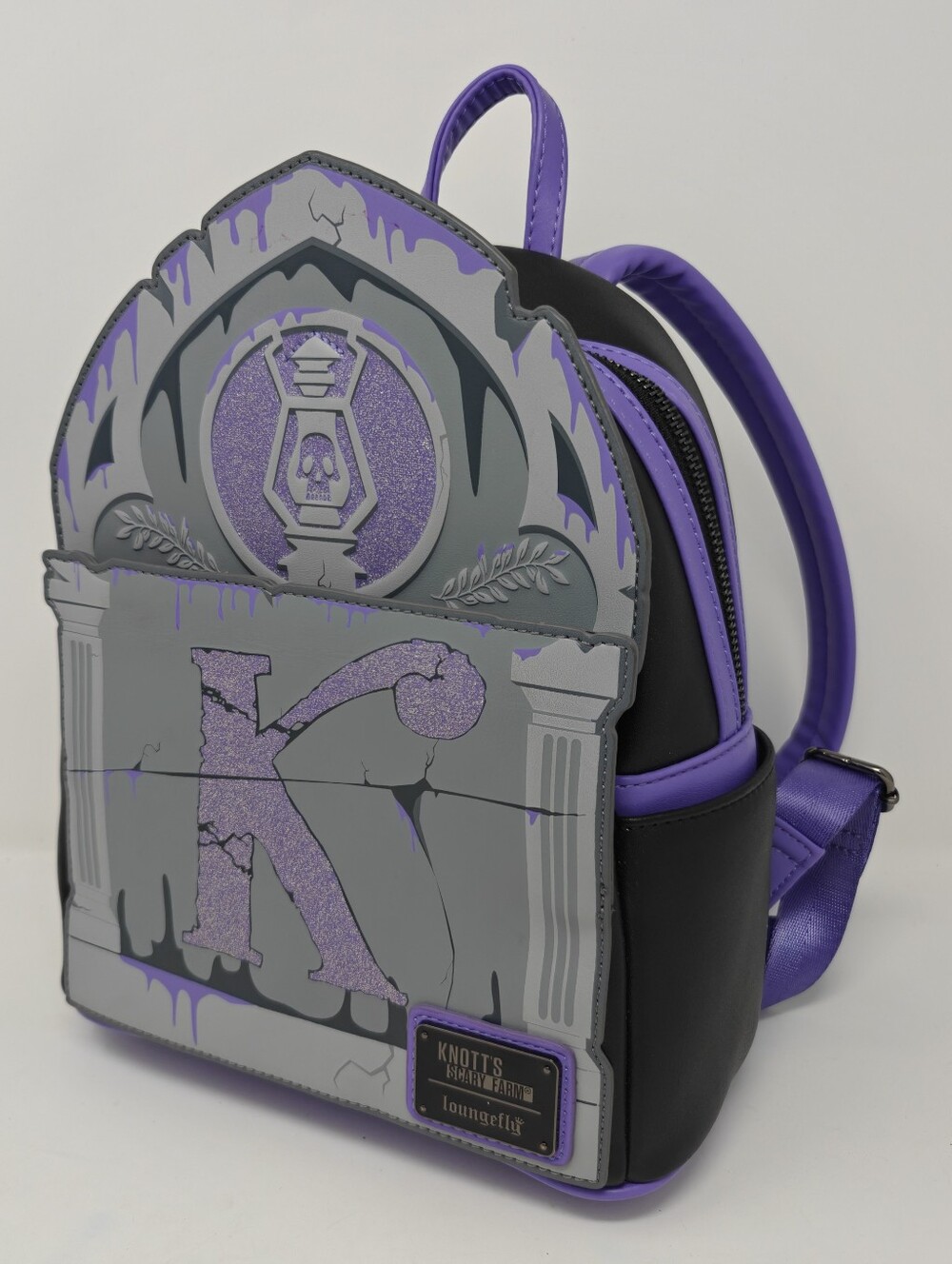 Loungefly Knott’s Scary Farm Mini Backpack Tombstone Purple & Gray Halloween